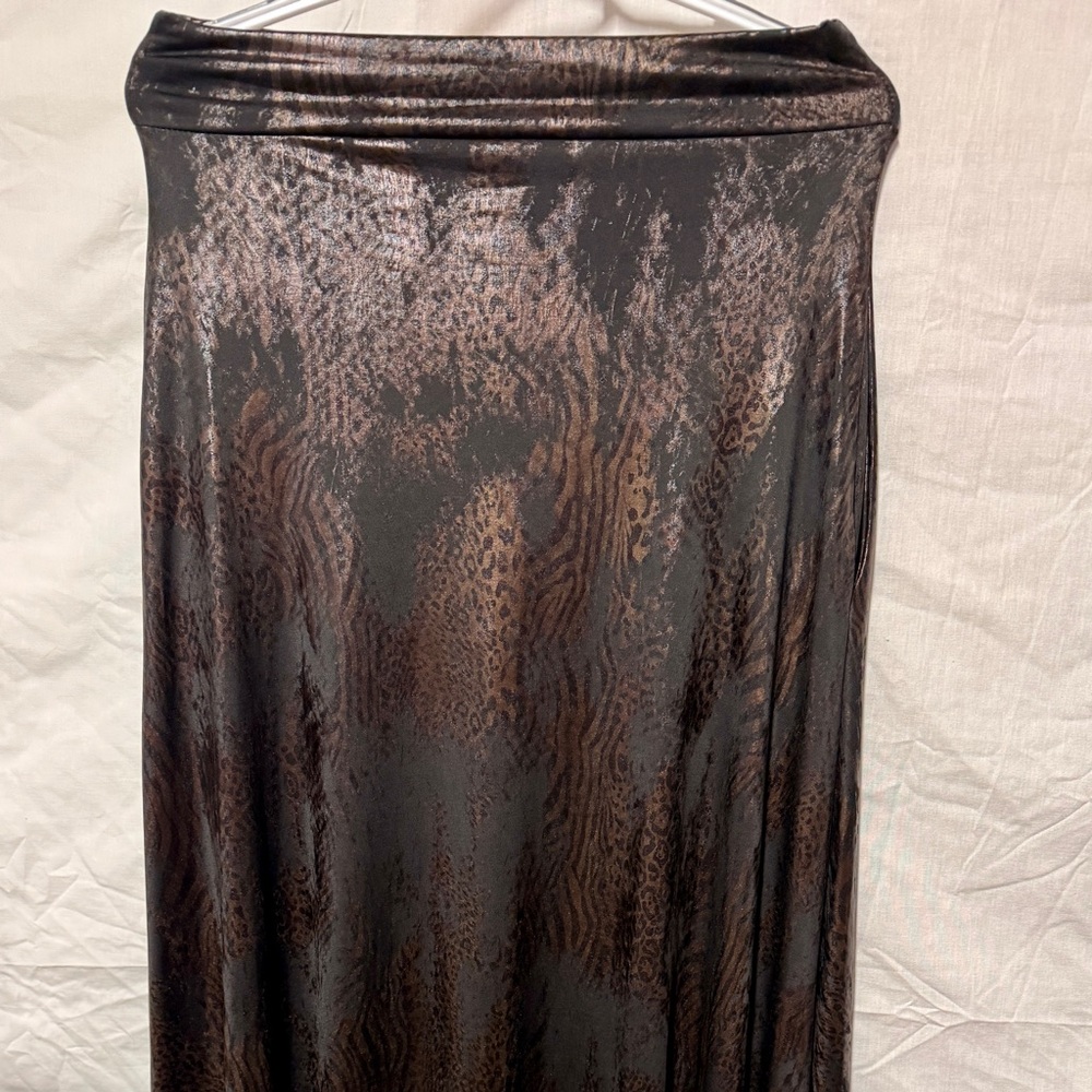 ISH Elegant Black and Brown Maxi Skirt - Picture 3 of 7
